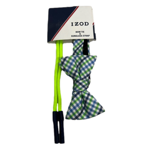 NWT Izod Adjustable Blue & Green Plaid Bow Tie with Sunglass Strap